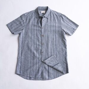 NWOT CIVIL SOCIETY Men's Blue Linen + Cotton Striped Button Down Shirt​